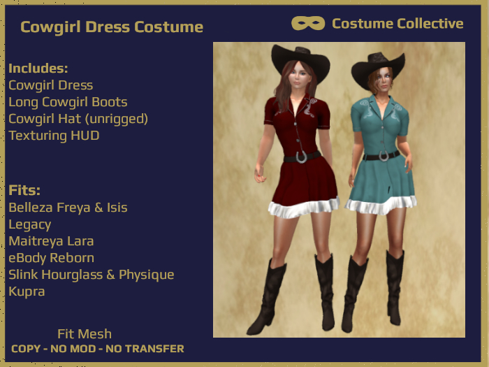 Second Life Marketplace *CC* Cowgirl Dress Costume for Belleza
